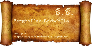 Berghoffer Borbála névjegykártya